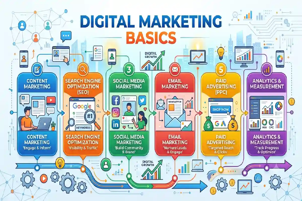 Digital Marketing Basics: A Complete Beginner’s Guide (2026) Digital Marketing Basics: A Complete Beginner’s Guide (2026)