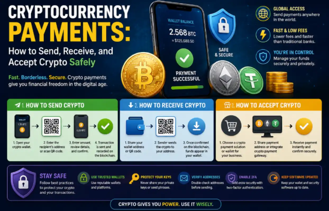 Cryptocurrency Payments: How to Send, Receive, and Accept Crypto Safely Cryptocurrency Payments: How to Send, Receive, and Accept Crypto Safely