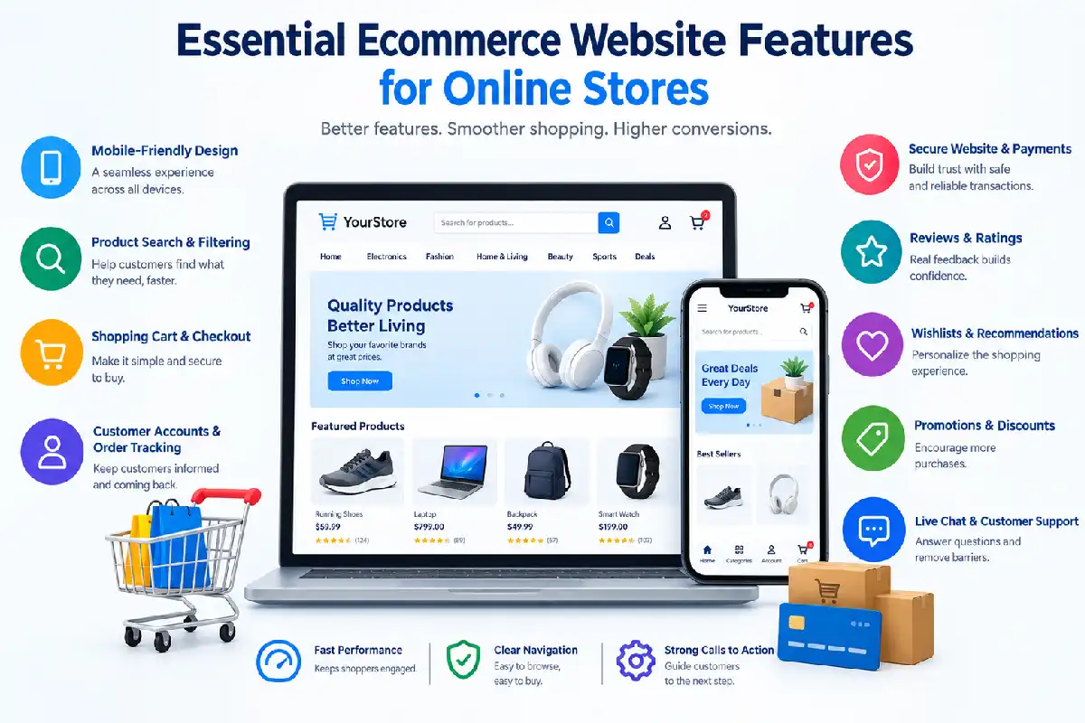 Essential Ecommerce Website Features for Online Stores Essential Ecommerce Website Features for Online Stores