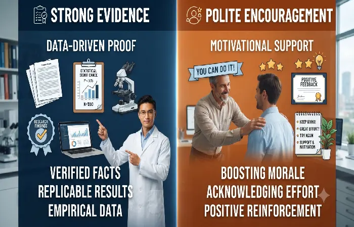 Separate Strong Evidence from Polite Encouragement