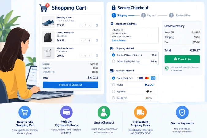 Shopping Cart and Checkout Features