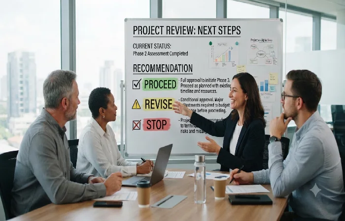 Write a Proceed, Revise or Stop Recommendation