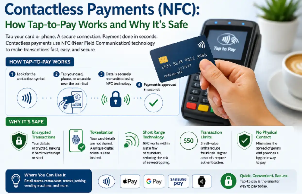 Contactless Payments (NFC): How Tap-to-Pay Works and Why It’s Safe Contactless Payments (NFC): How Tap-to-Pay Works and Why It’s Safe