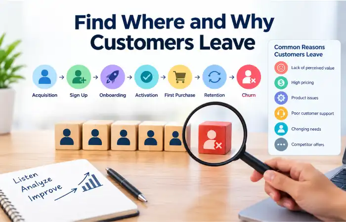 Find Where and Why Customers Leave