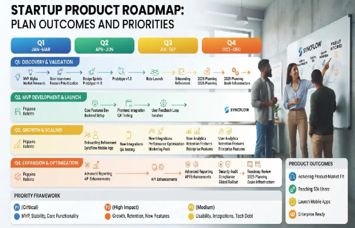 Startup Product Roadmap: Plan Outcomes and Priorities Startup Product Roadmap: Plan Outcomes and Priorities